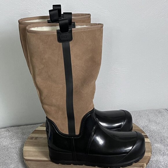 UGG BOOTS RAINCLOUD TALL Brown RUBBER WATERPROOF WOMEN'S RAIN BOOTS SIZE 8 - Picture 1 of 11